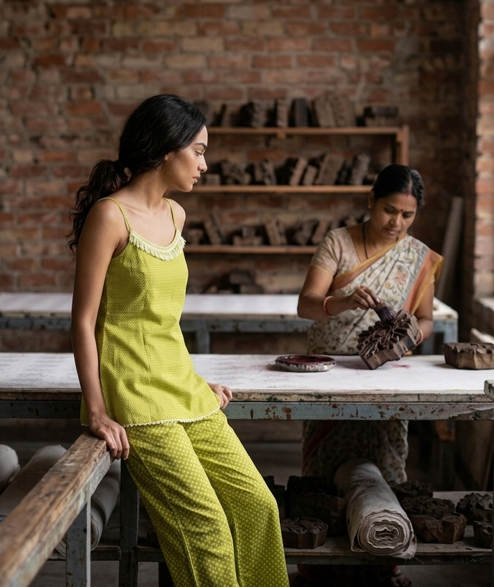 Kairi Swing Tunic paired with flared pants