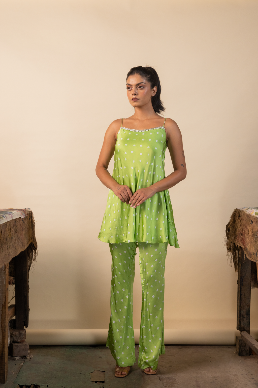 Kairi Swing Tunic paired with flared pants