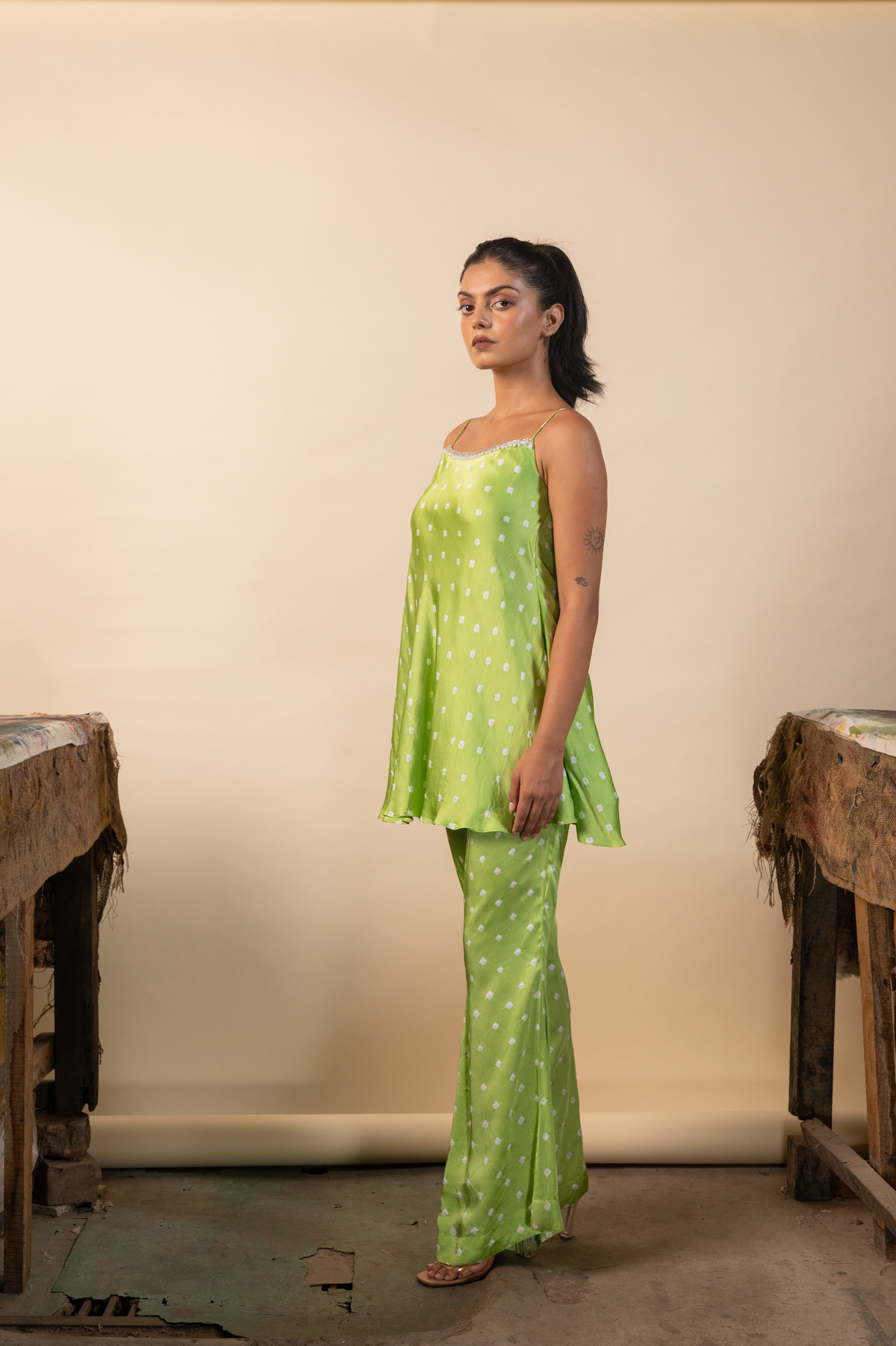 Kairi Swing Tunic paired with flared pants